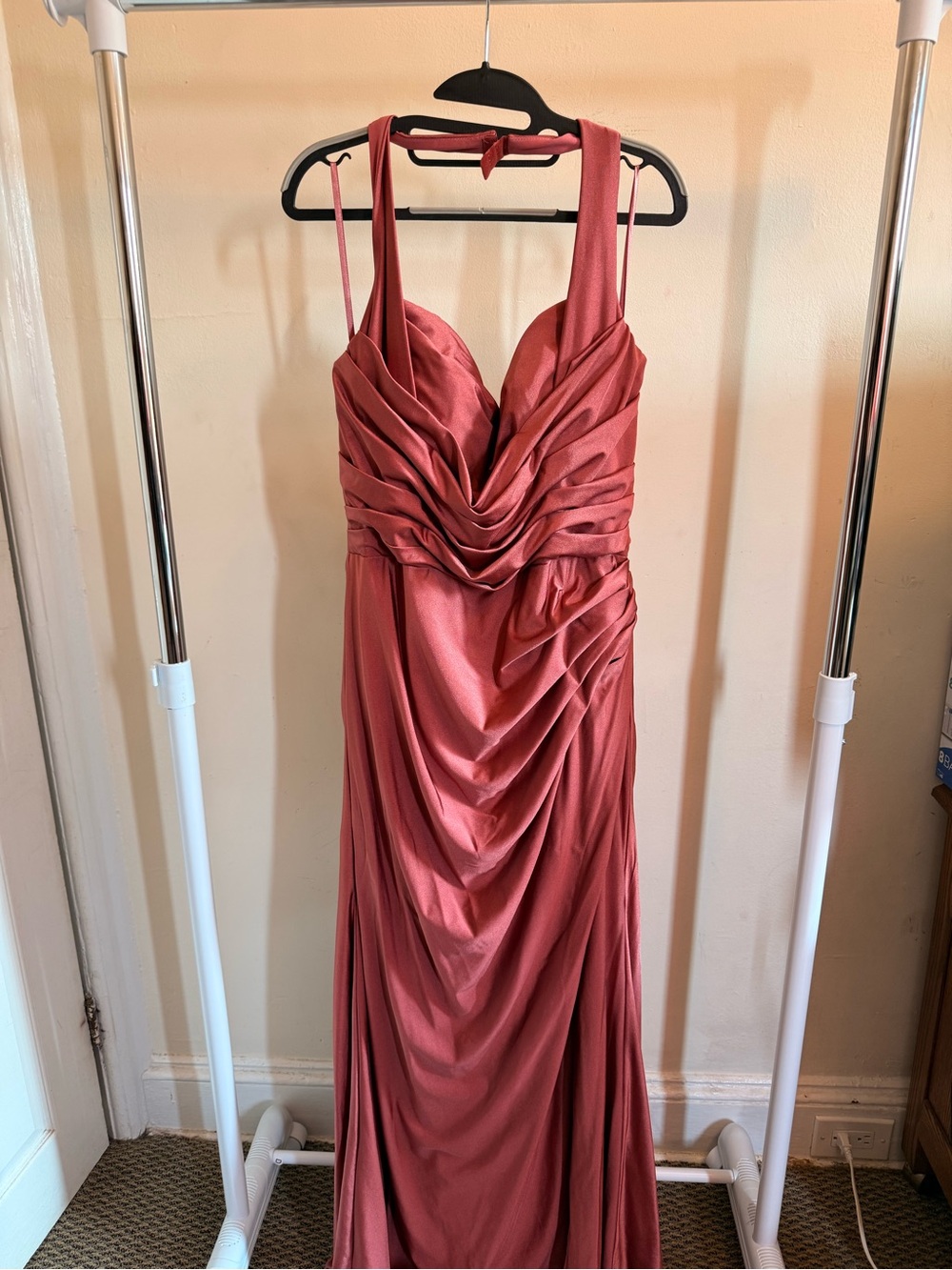 Cinderella Dusty Rose Halter Draped Maxi Gown